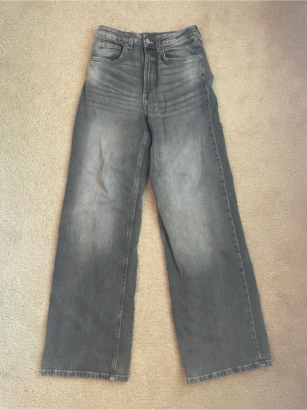 H&M gray wide leg high waist jeans